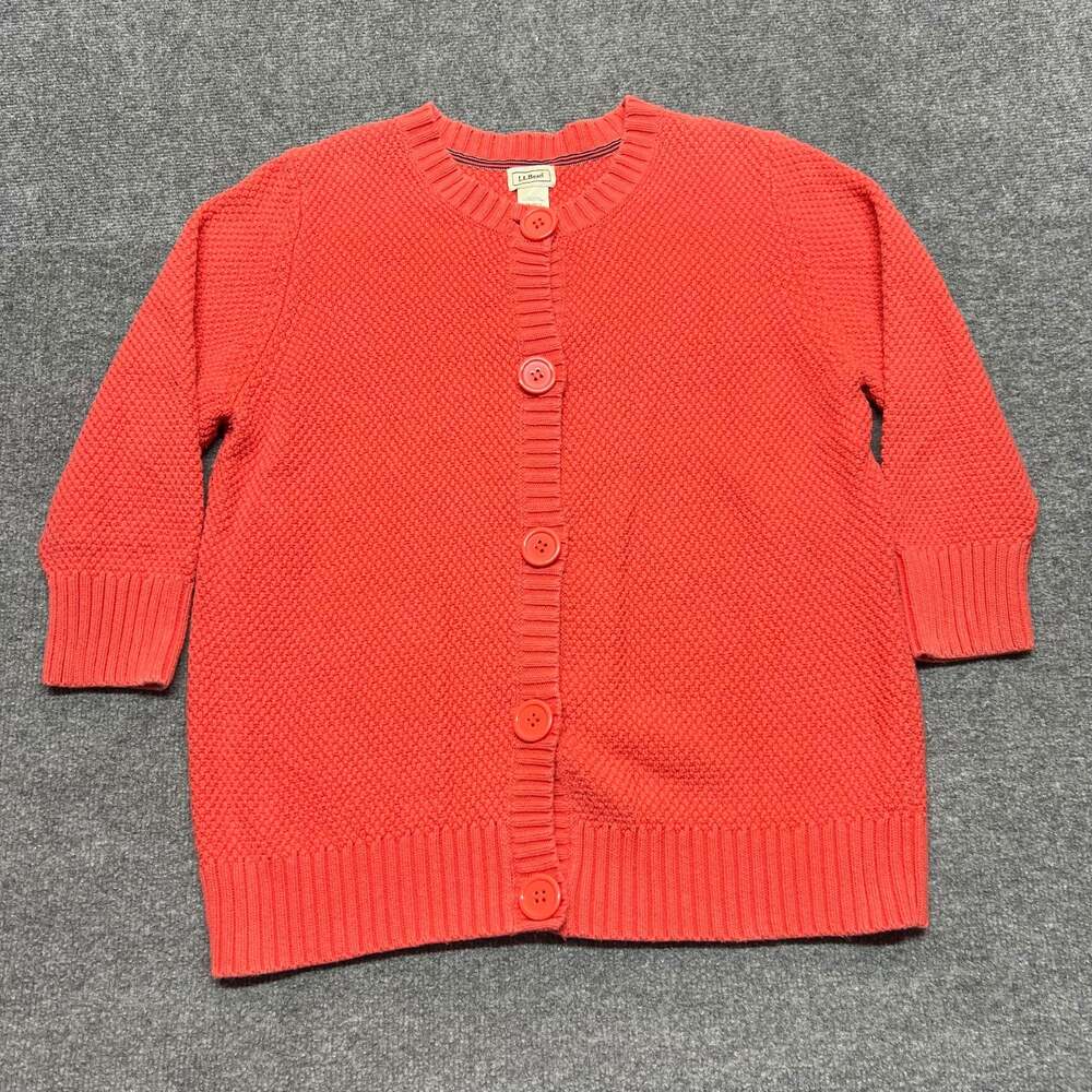 L.L.Bean Women's XL Red Cotton Button Cardigan Sweater Reg